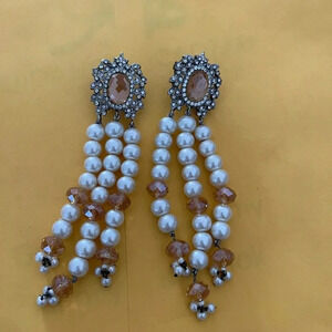 Pearls fancy wedding party jewelry set